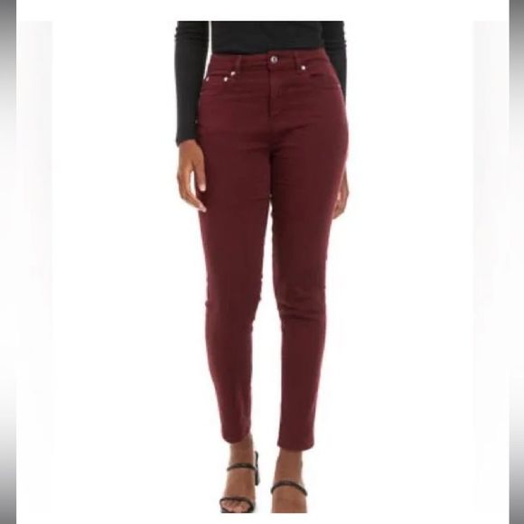 Michael Kors Skinny Super Soft Corduroys in Merlot with Gold Hardware Size 10 - Picture 2 of 16